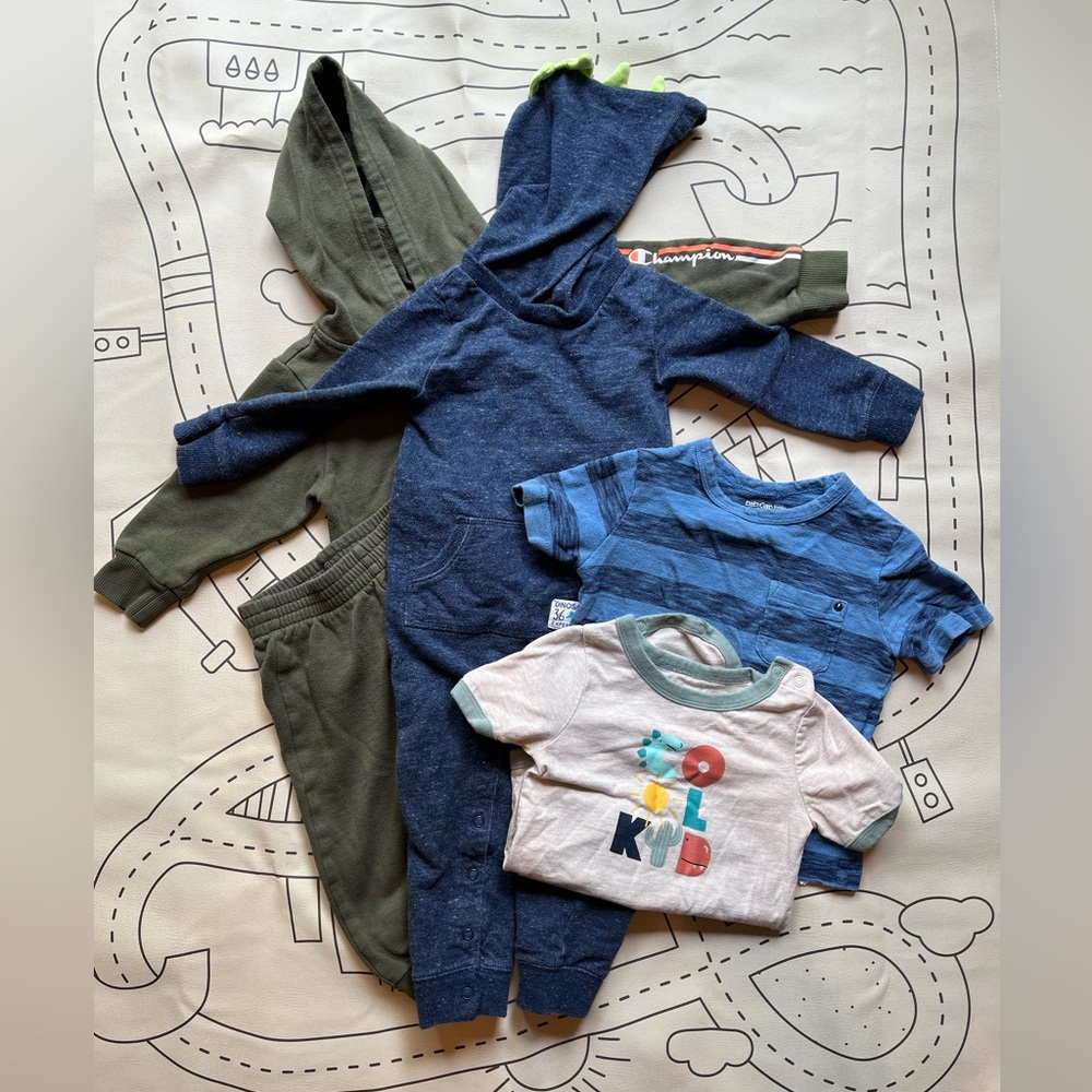 24 Month Bundle - Dinosaur Jumpsuit, Champion Sweatsuit, Onesie and T-Shirt